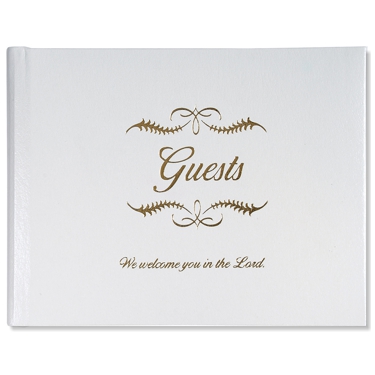Guest Book, Small, White Bonded Leather